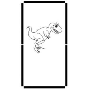 En dinosaur gjerdet inn.